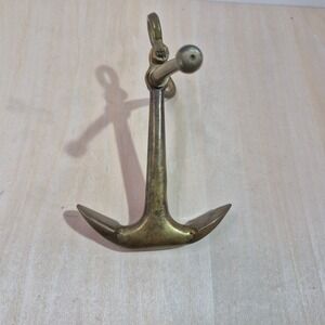 Vintage Solid Brass Nautical Anchor Figurine Maritime Kedge Paperweight  Cracked